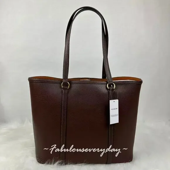 Coach Legacy Tote Bag Shoulder Bag In Leather/Brass/Maple Brown CU056 NWT - Picture 4 of 10